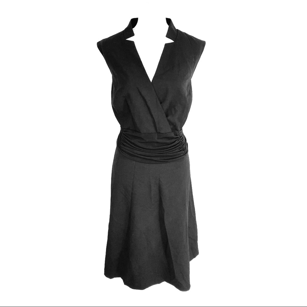 NWT Calvin Klein black notch neck faux wrap dress